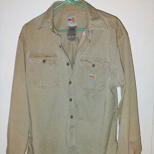 Men's Carhartt Tan Long Sleeve Work Shirt Size L